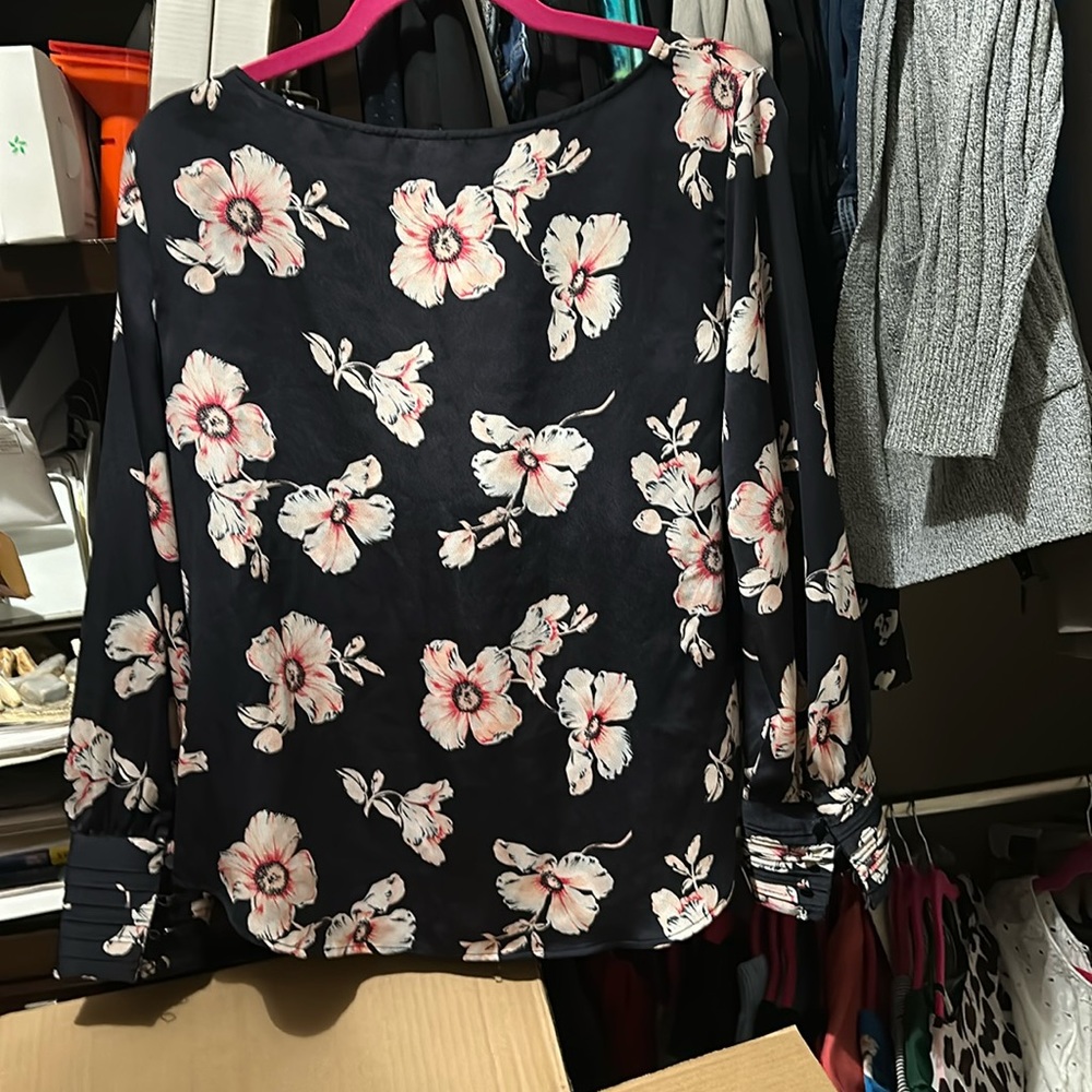 Navy and floral boat neck top